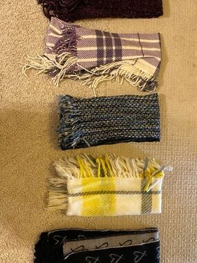 Women’s Yellow & Purple Plaid Fringe Scarf Set
